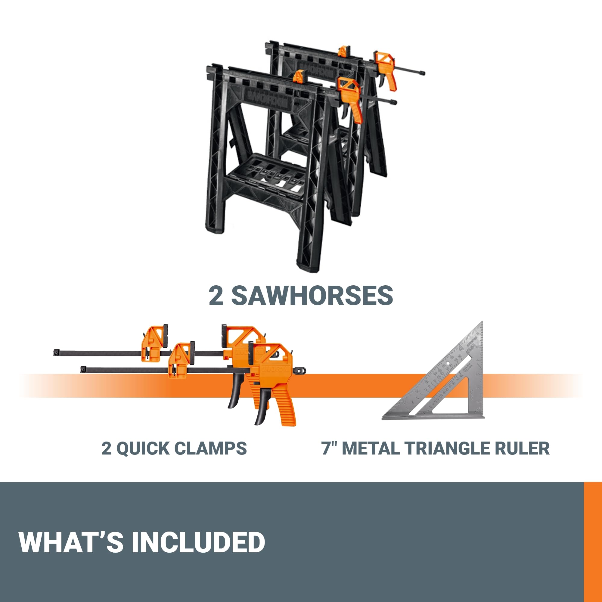 Worx Clamping Sawhorses - Heavy Duty & Portable -7