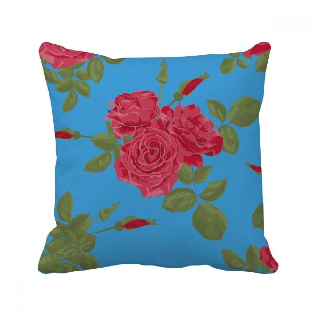 Coussin art bleu rouge flore carrée 40x40 cm pour raviver un canapé terne sans tout changer