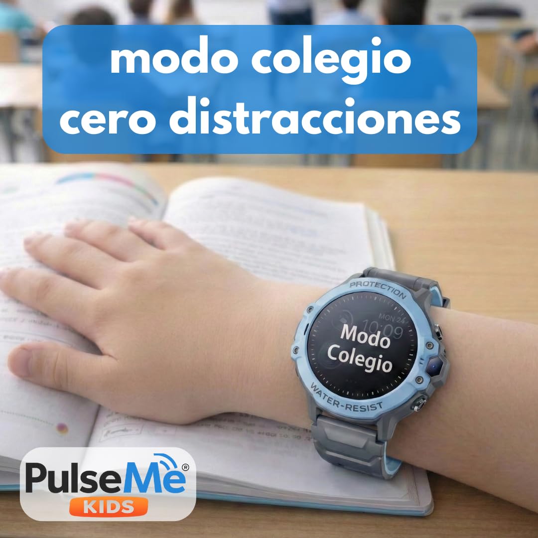 Kids | Reloj 4G SIM GPS Inteligente para Niños | Llamadas, Videollamada, Botón SOS, Modo Colegio | Sin Cuota Mensual | IP67 | Rosa/Azul (Pulse_K55H, Rosa)
