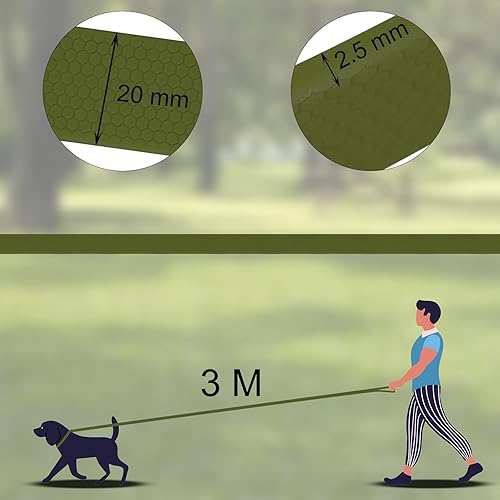 Miniatura 6 de Wolfone Correa de entrenamiento resistente y resistente para perros de 9.8 ft con mango antideslizante, correa larga impermeable para perros para