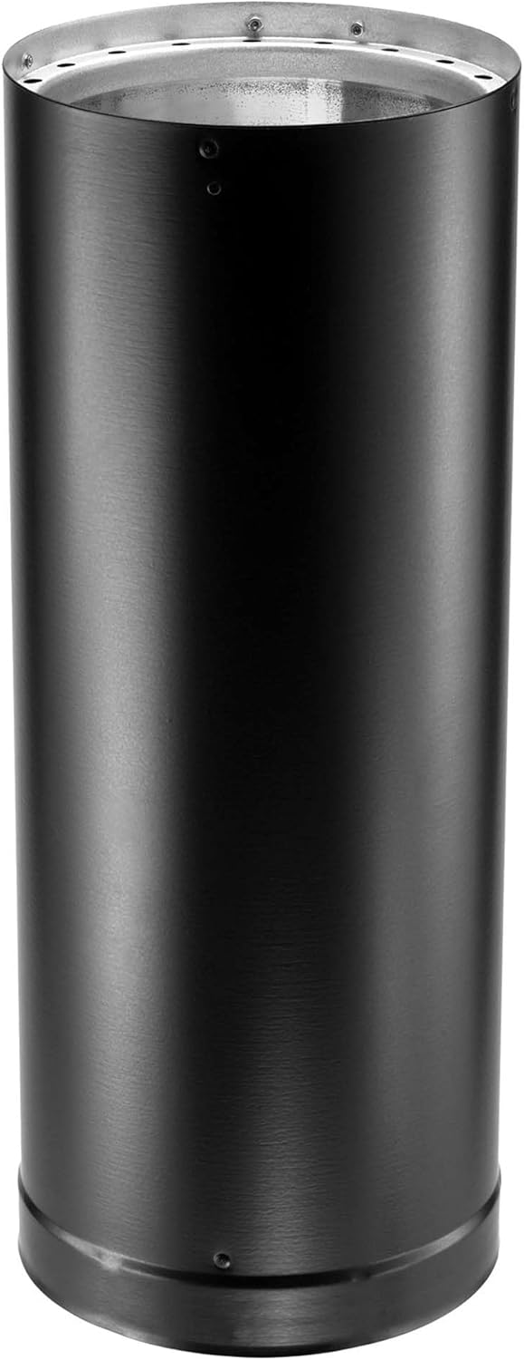 DuraVent DVL 7.25 x 6 Inches Galvanized Steel/Stainless Steel Double Wall Wood Burning Stove Pipe Connector to Vent Smoke/Exhaust, Black
