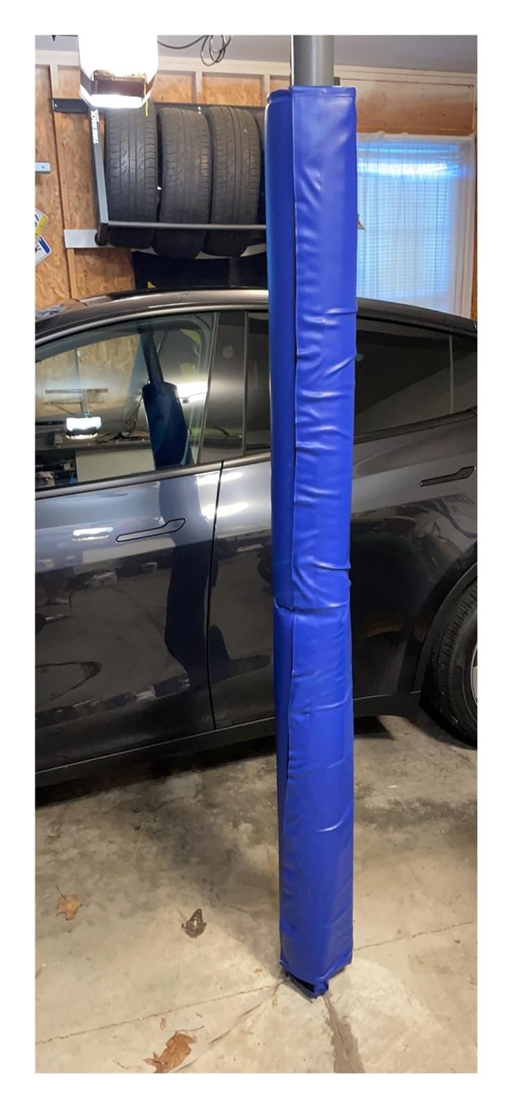 Anpassbare schwarze und blaue Säulenfolie für 5,1 cm bis 25,4 cm Garagenpfosten, schlagfeste Polsterung, 1,8 m Höhe, abnehmbares Design, perfekt für Basketballkörbe, Schutz