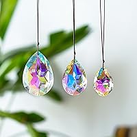 Vista 7 de 3 piezas de prismas de cristal de 2/2.5/3 pulgadas, atrapasoles de candelabro, adornos colgantes coloridos de Bauhinia, creadores de arcoíris