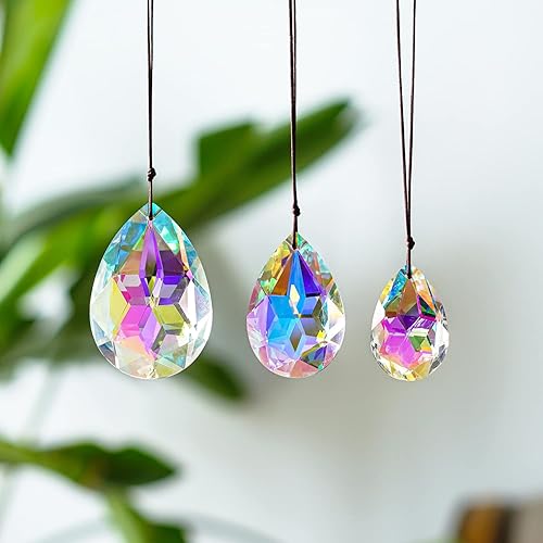 Miniatura 7 de 3 piezas de prismas de cristal de 22.53 pulgadas, atrapasoles de candelabro, adornos colgantes coloridos de Bauhinia, creadores de arcoíris,