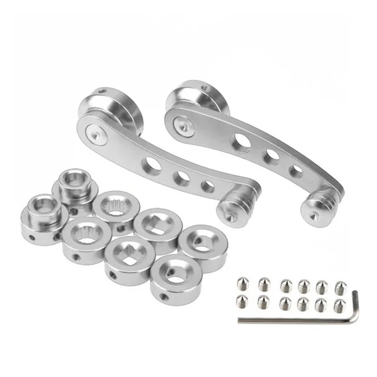 SAMWDK Glass Lifter 1Set Universal Car Window Handle Aluminum Alloy Winder Riser Replacement Winder Crank Riser Window Handles Car Window Regulator(Silver)