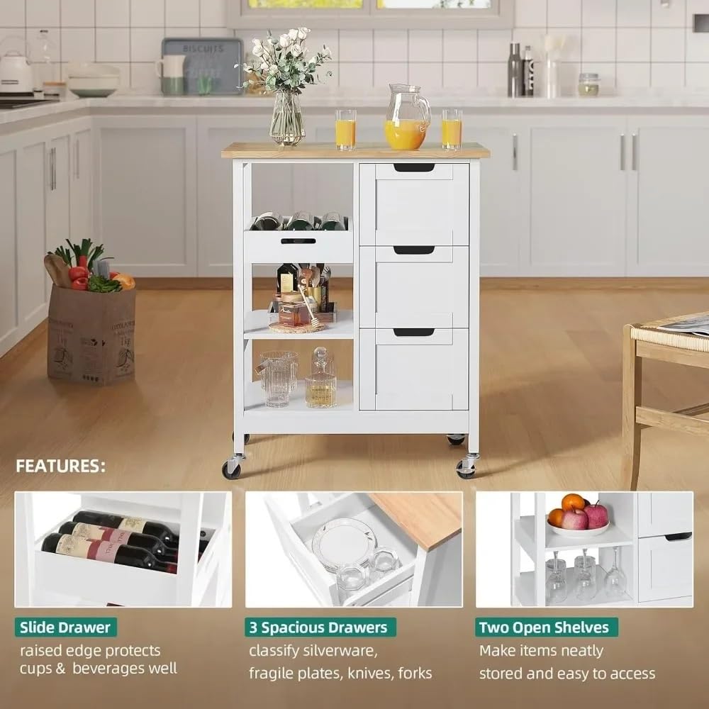Carrello multiuso da cucina Carrello for isola da cucina con piano in legno massello su ruote, sala da pranzo portatile con rotelle che serve carrelli di servizio mobili mobili Carrello di servizio(Gr