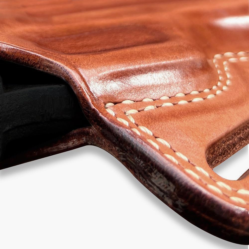 Masc Premium Leather OWB Pancake Holster with Open Top for, P226, P220, P224, P225, P227, P229, P230, P239, P250, P320, P938, 2340, Mosquito, RH Brown