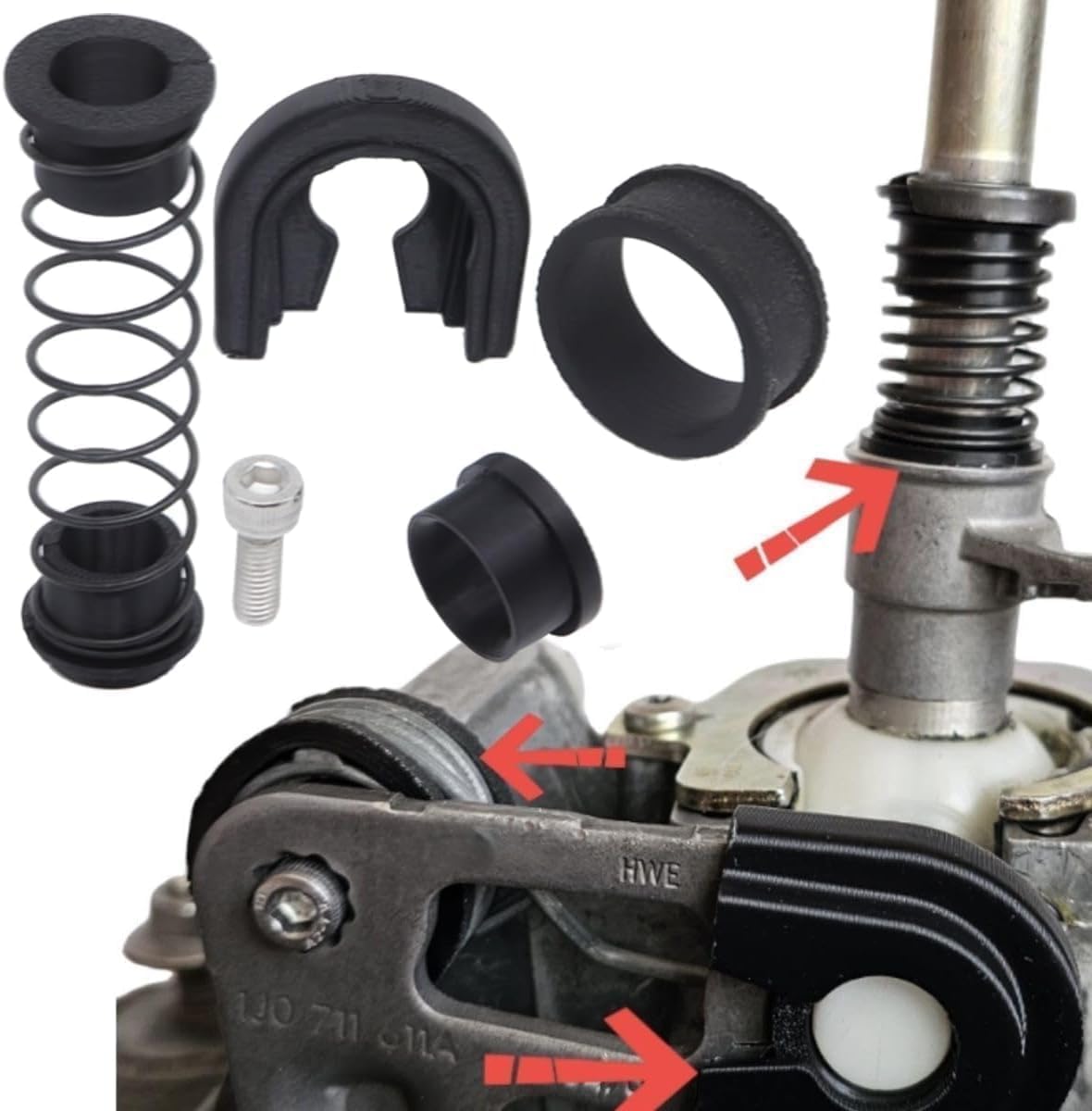 Upgrade Gearbox Repair Kit for Manual for Audi A2 A3 S3 Manual for VW Golf Bora Jetta MK4 MT Trans Shifter First Gear Getter Reverse Lever Change Selector Linkage Bushes Car Drivetrain Spare Parts