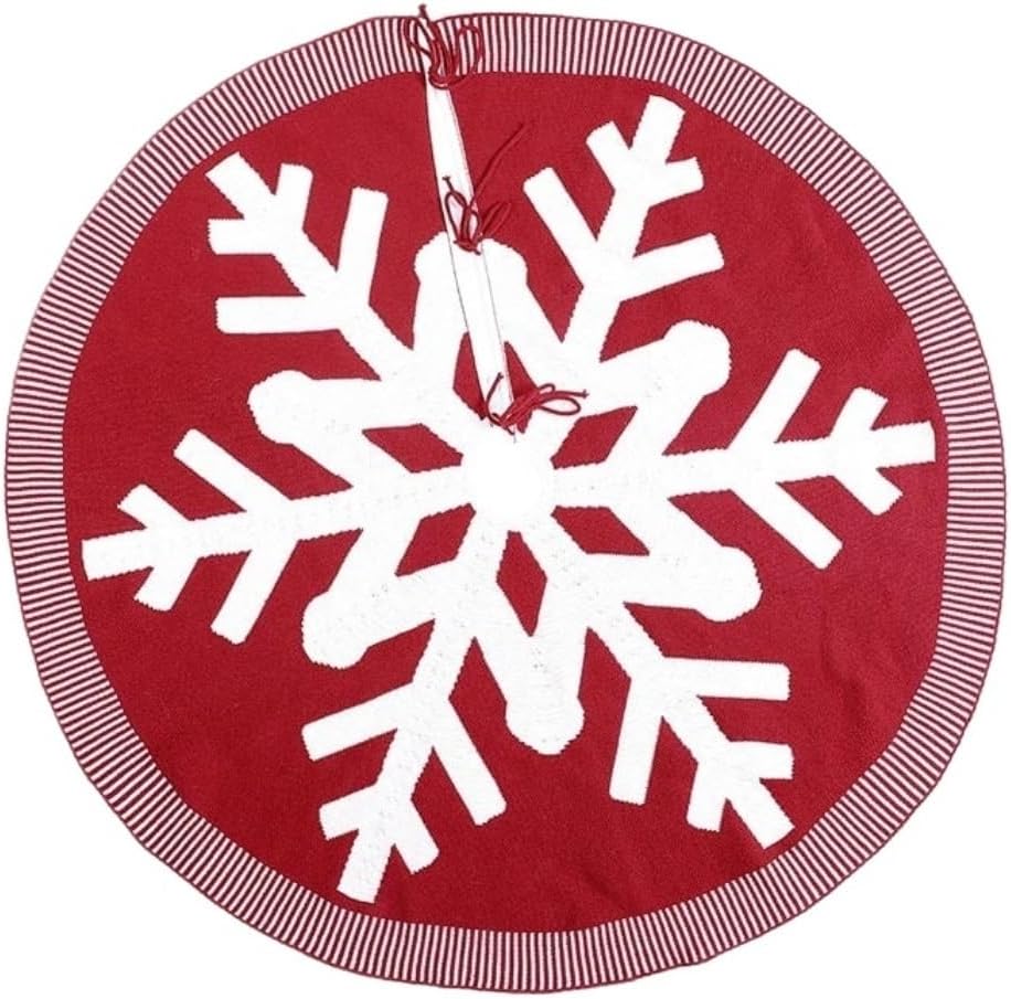 Tree Skirt Christmas Christmas Tree Skirt Bottom Apron Burgundy Snowflake Pattern Knitted Acrylic Wool Christmas Tree Skirt Christmas Skirt Tree