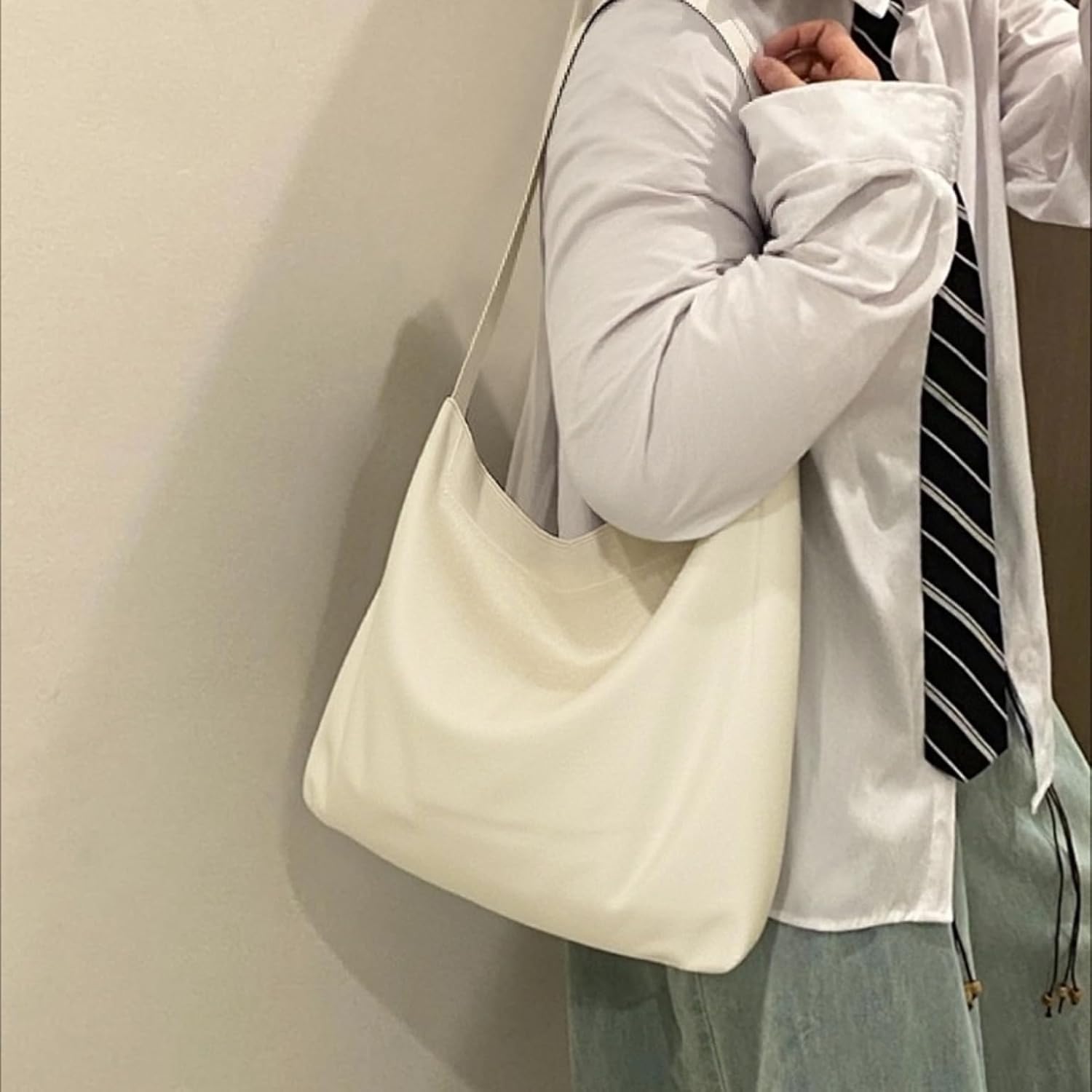 Canvas Bag with Magnetic Snap Large Size Simple Design Thick and Sturdy - Image 2