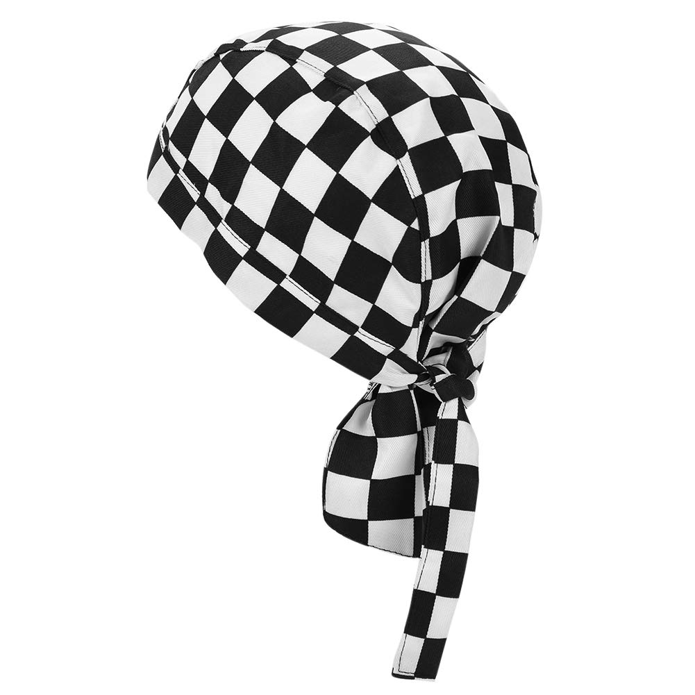 Qchomee Men's Check Adult Chefs Hats Kitchen Cooking Restaurant Chef Caps Wo Quickly Dry Skull Cap Bandana Chefs Hat Headscarf Adjustable Unisex Workwear Chef Catering Cap Headwear Black Hotel Cook Hat