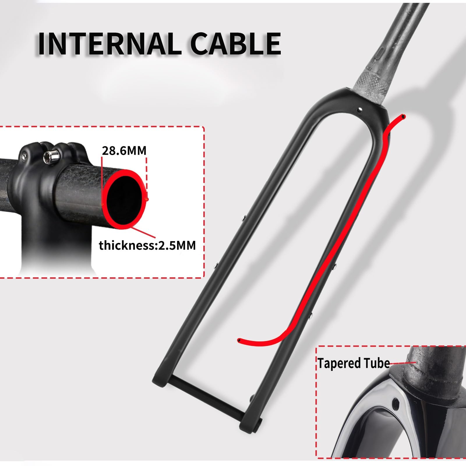 Gravel-Gabel 700C Vollcarbon-Rennrad-Starrgabel QR 9mm/100 * 12mm Steckachse Superleichte Scheibenbremse vorne Hart