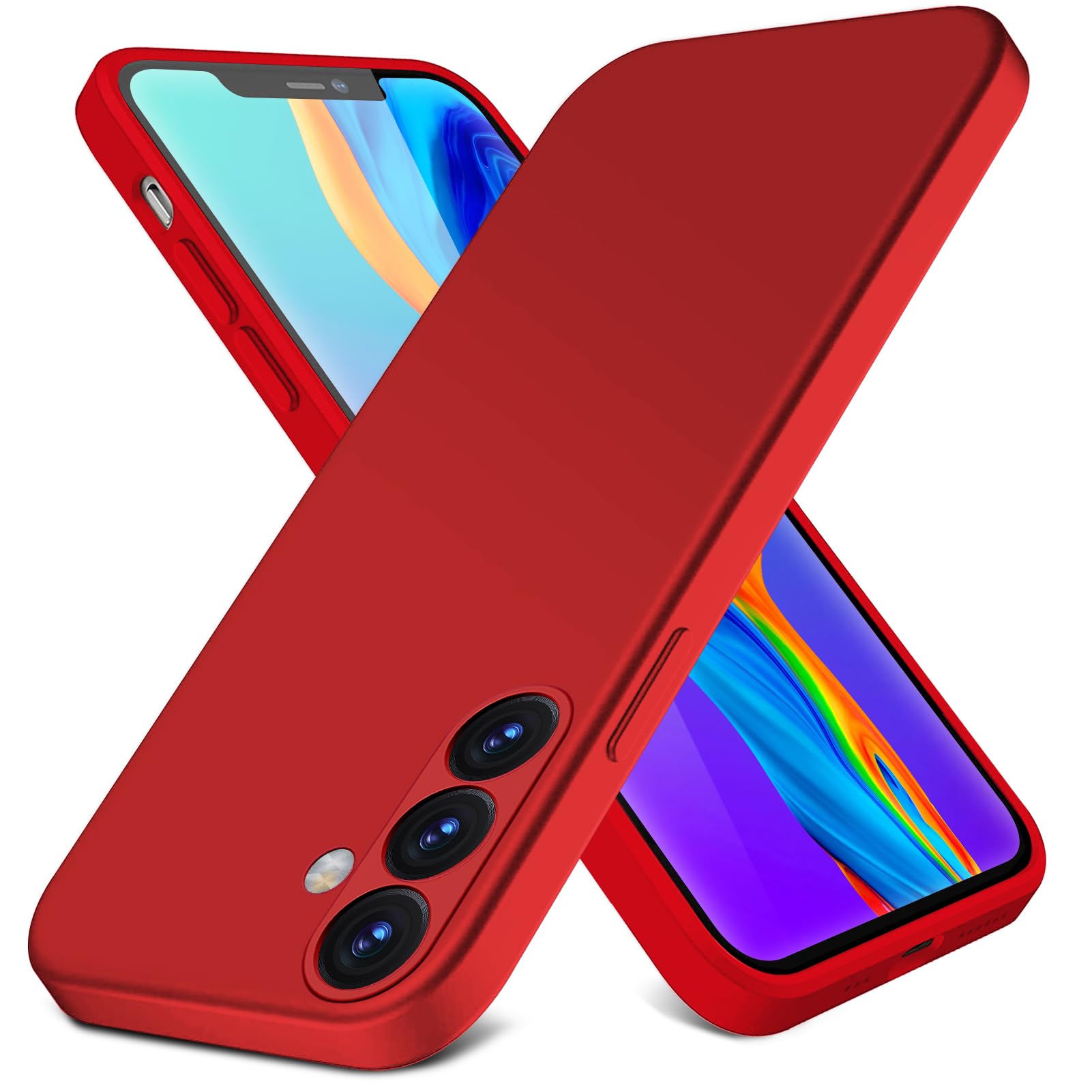 Galaxy S25 用 ケース シリコン 薄型 可愛い スリム ソフト カバー 耐衝撃 TPU 液体シリコン シンプル スマホケース 耐久性 サラサラ 指紋防止 ギャラクシーs25 用 カバー 赤 MD-YTGJ-48-02
