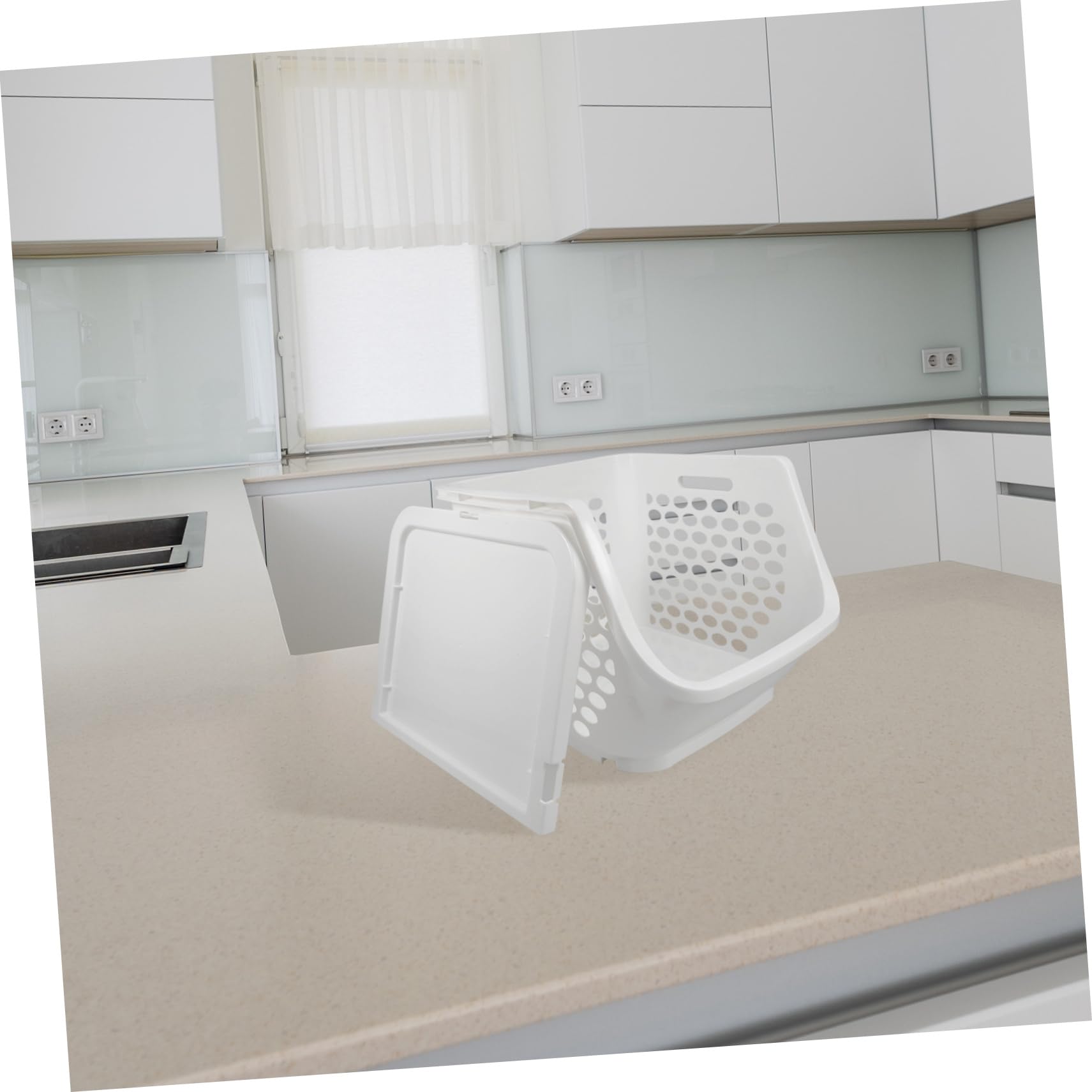 PRETYZOOM Panier à Fruits Empilable en Plastique Blanc, Cuisine et Plan de Travail, Rangement Peu Encombrant, Facile à Nettoyer, Préserve la Fraîcheur
