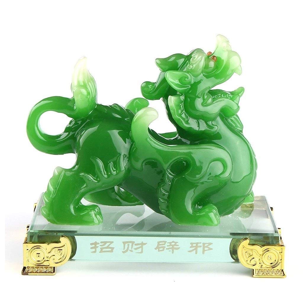 SBCGFY Feng Shui Statue,Feng Shui Gr80Een Pi Yao/Pi Xiu Wealth Porsperity Statue Decor Living Room Feng Shui Mascot Household Decoration Blessing Gift