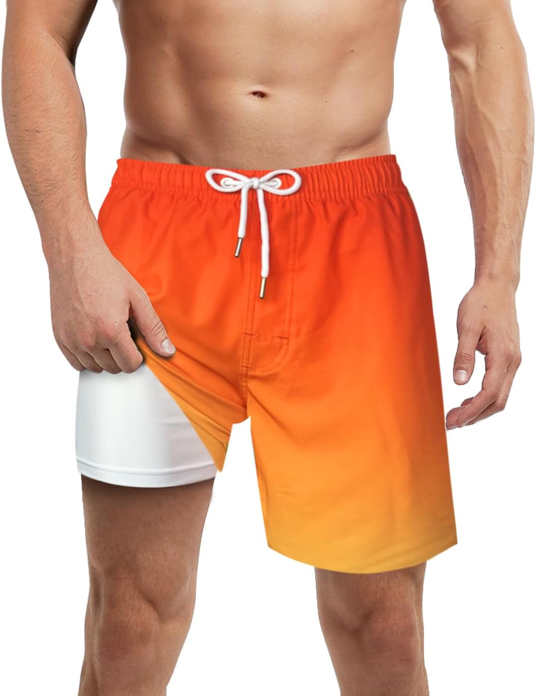 LUCOWEE Mens Swim Trunks with Compression Liner Anti Chafe Quick Dry UPF 50+ Swimming Shorts 5" 7" Inseam Bathing Suit