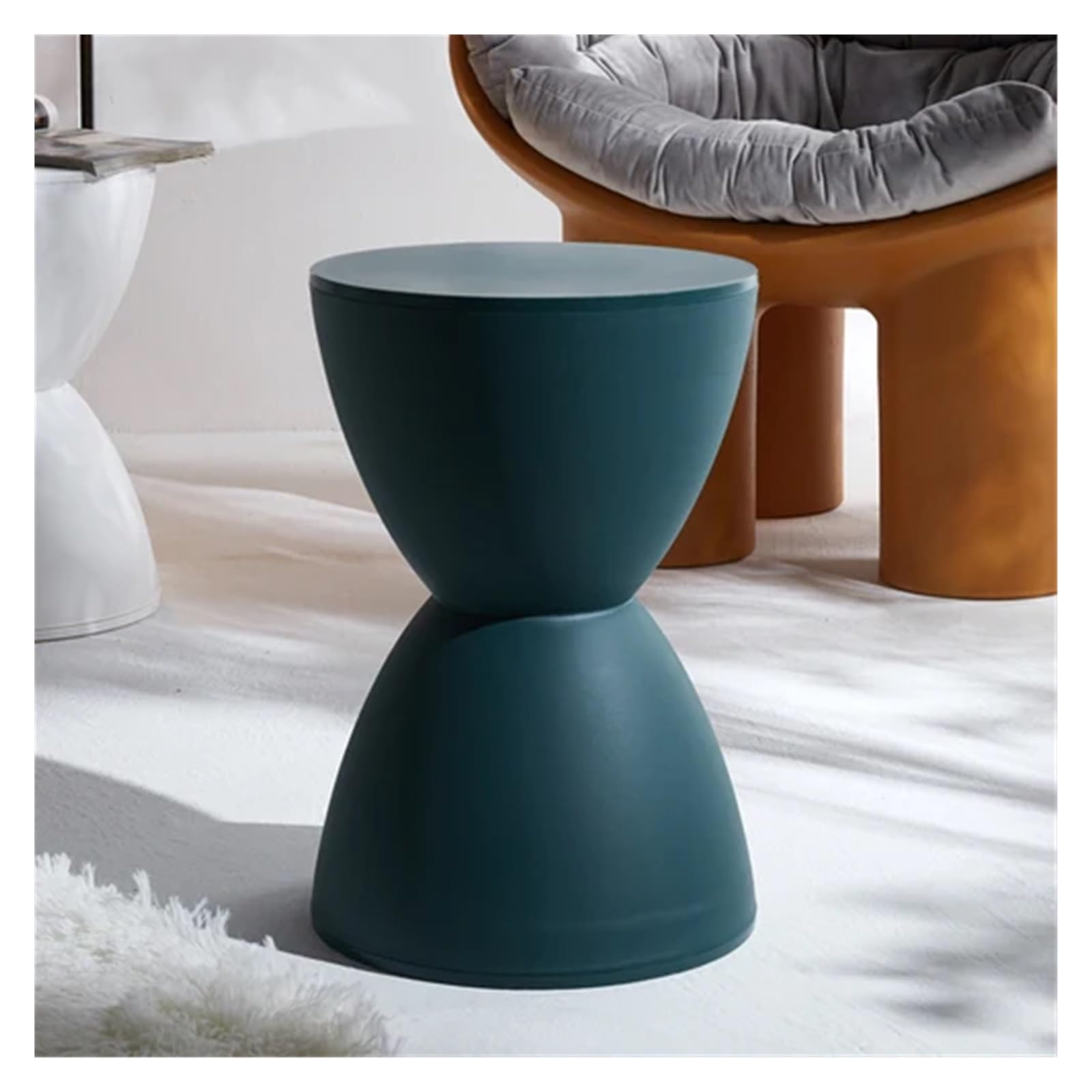Pouf de rangement bleu foncé en plastique épais pour couloir et salon