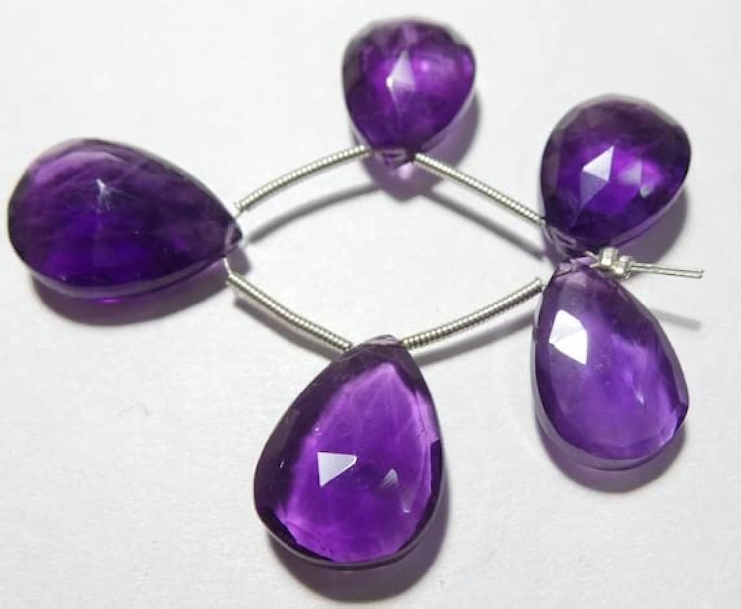 Amethyst Natural Pear Shape Feceted perles violettes pierres naturelles pour fils de collier