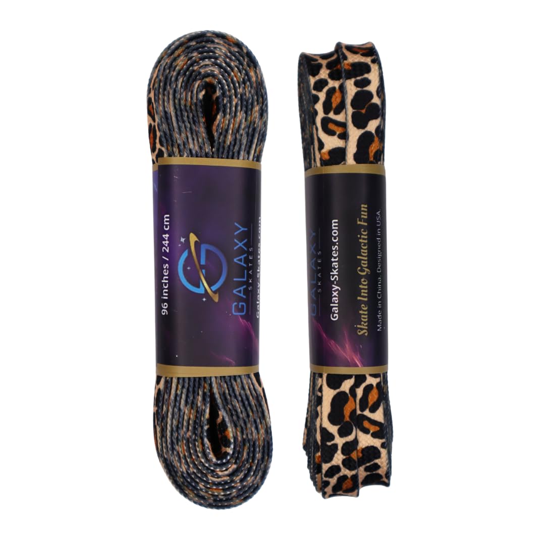 Galaxy Skates Sublimation Print Roller Skate Laces – 96” Colorful & Bold Shoelaces for Skates (Cheetah Print)