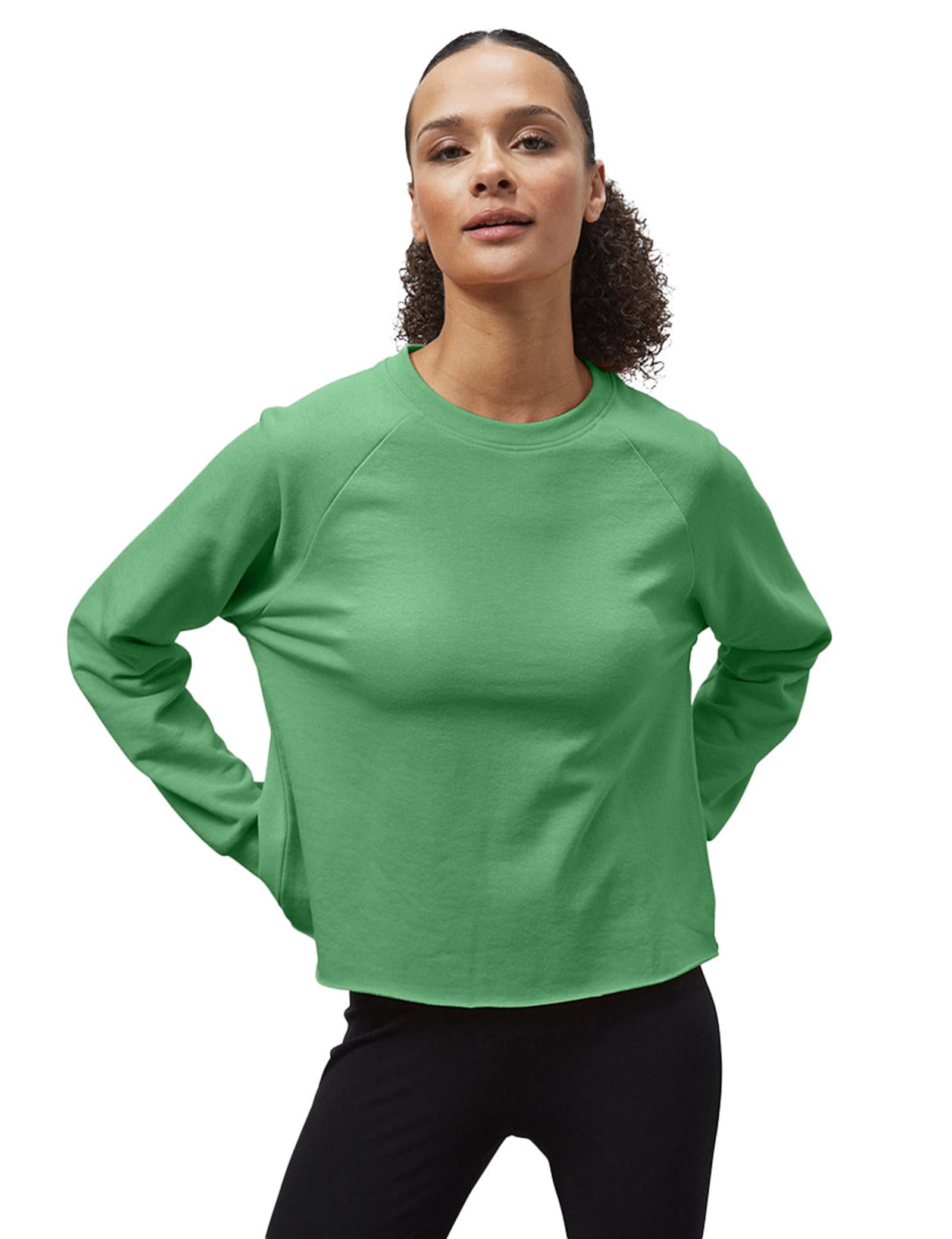 Enorsia Women's Green Raw Edge Sweatshirt In | Size: 8