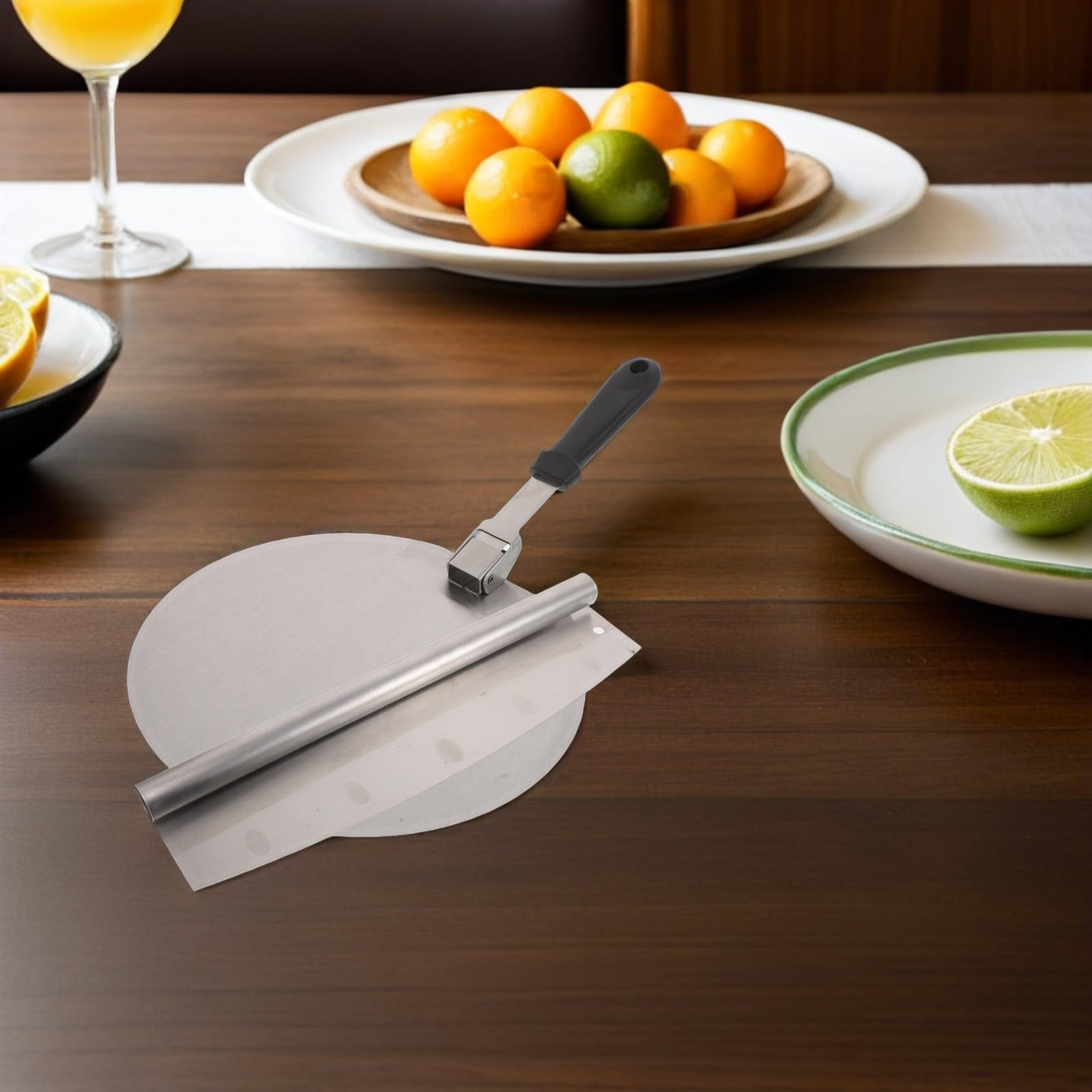 Juego de 2 Espátulas para Pizza de Acero Inoxidable con Mango Plástico | 25 Cm, Forma Redonda, Diseño Ergonómico, Limpieza Rápida y Asa Aislante del Calor