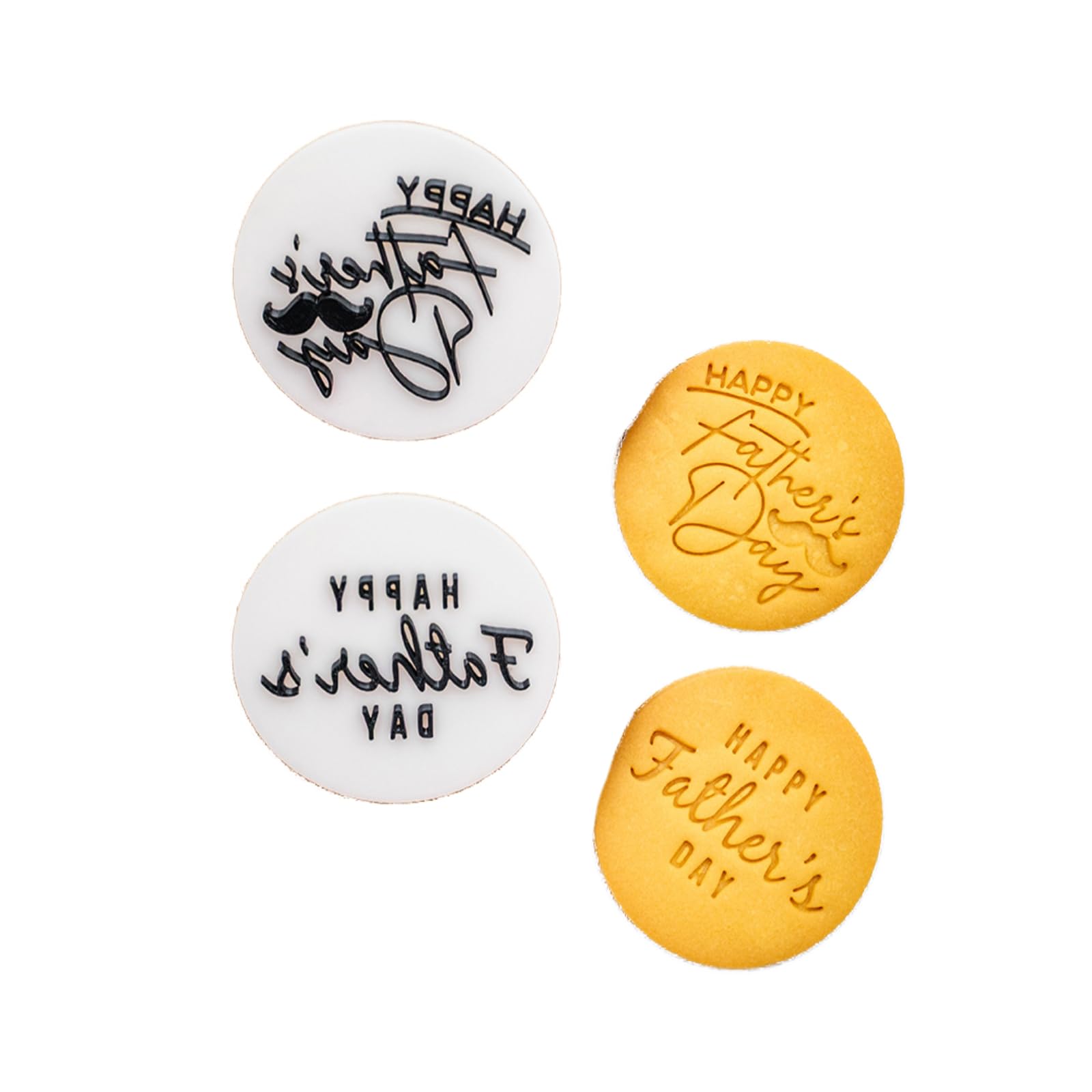 Fathers Day Decorations, 2 Pcs Happy Father's Day Heart Cookie Stamp Fondant Embosser for Icing Fondant Frosting Sugar Paste Cupcake Cake Cookie Baking Decoration