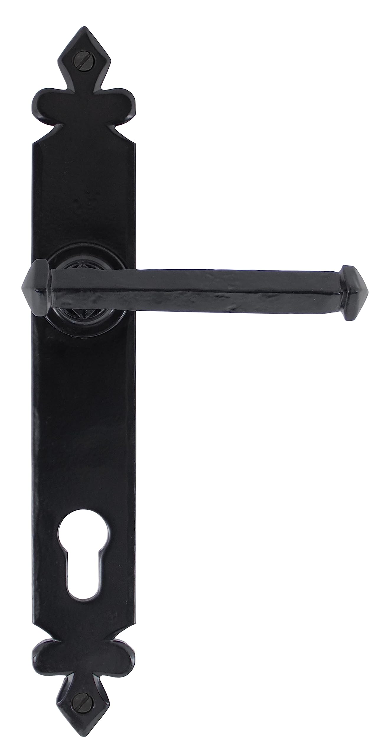 From The Anvil Black Tudor Lever Espag. Lock Set