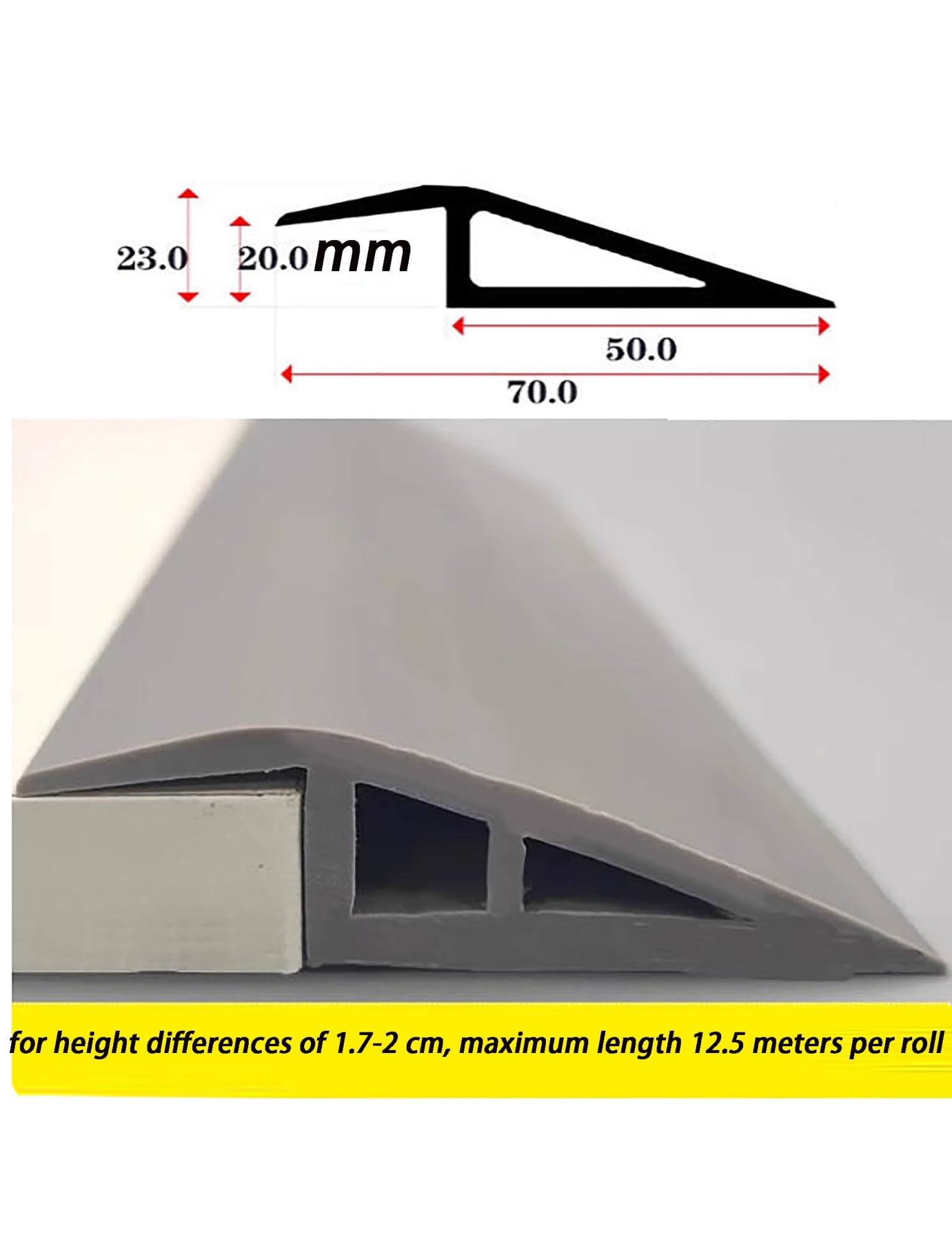 Striscia autoadesiva in PVC per moquette, flessibile, 17-20 mm, lunghezza 700 cm, per soluzioni casalinghe senza soluzione di continuità