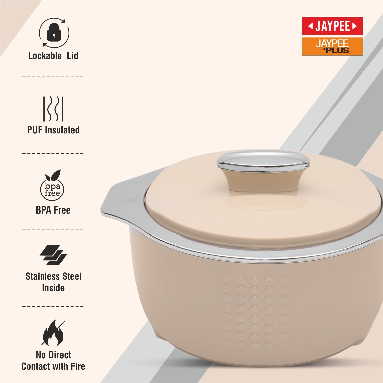 JAYPEE FINE DINE Inner Stainless Steel Casserole Twin Set of 2, 1000ml, BPA Free Insulated casserole Set |Sabji Container |Small Chapati Box |Food Grade Serving Set, Coffee 1