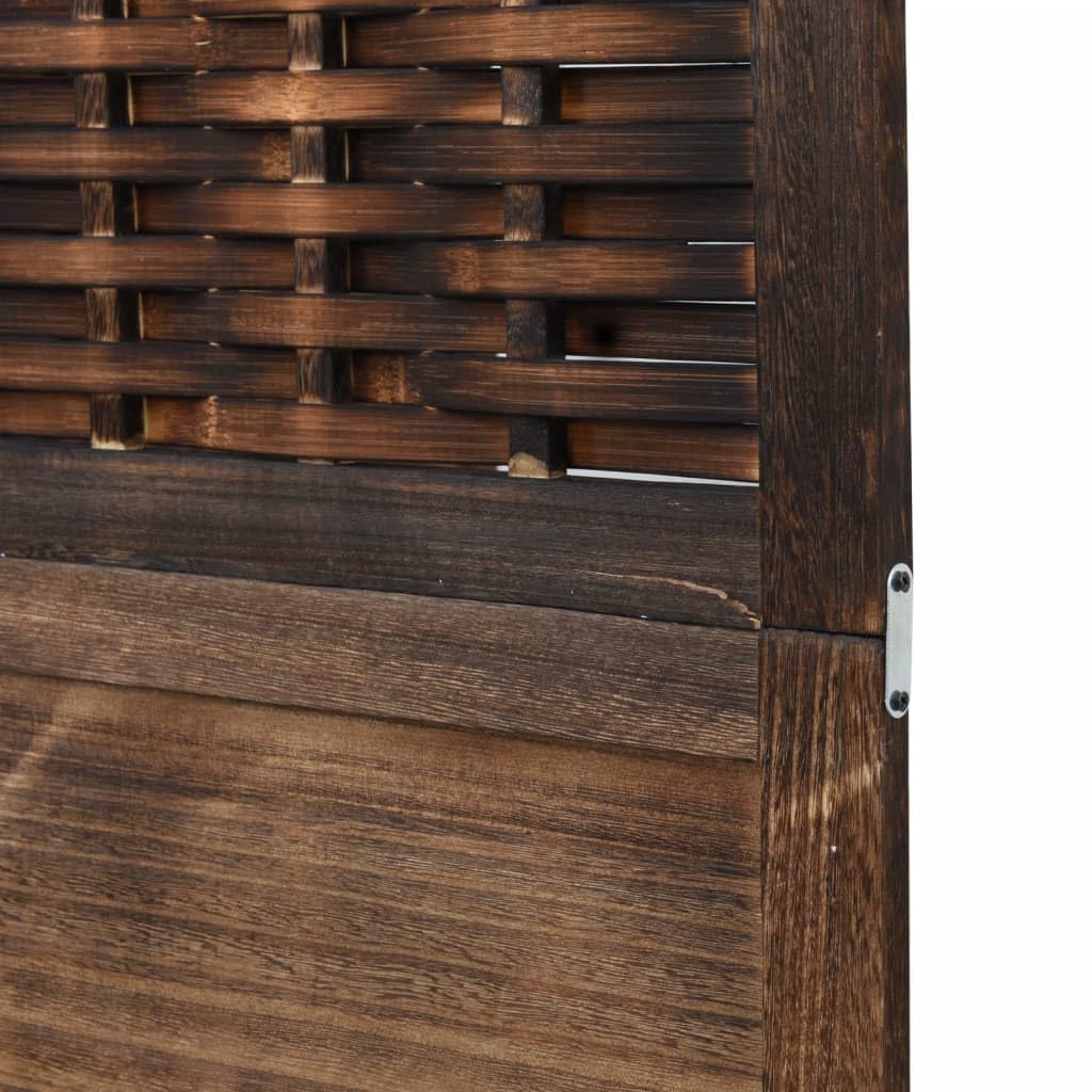 Recinzione da 5 pannelli in legno di paulownia massiccio, marrone scuro