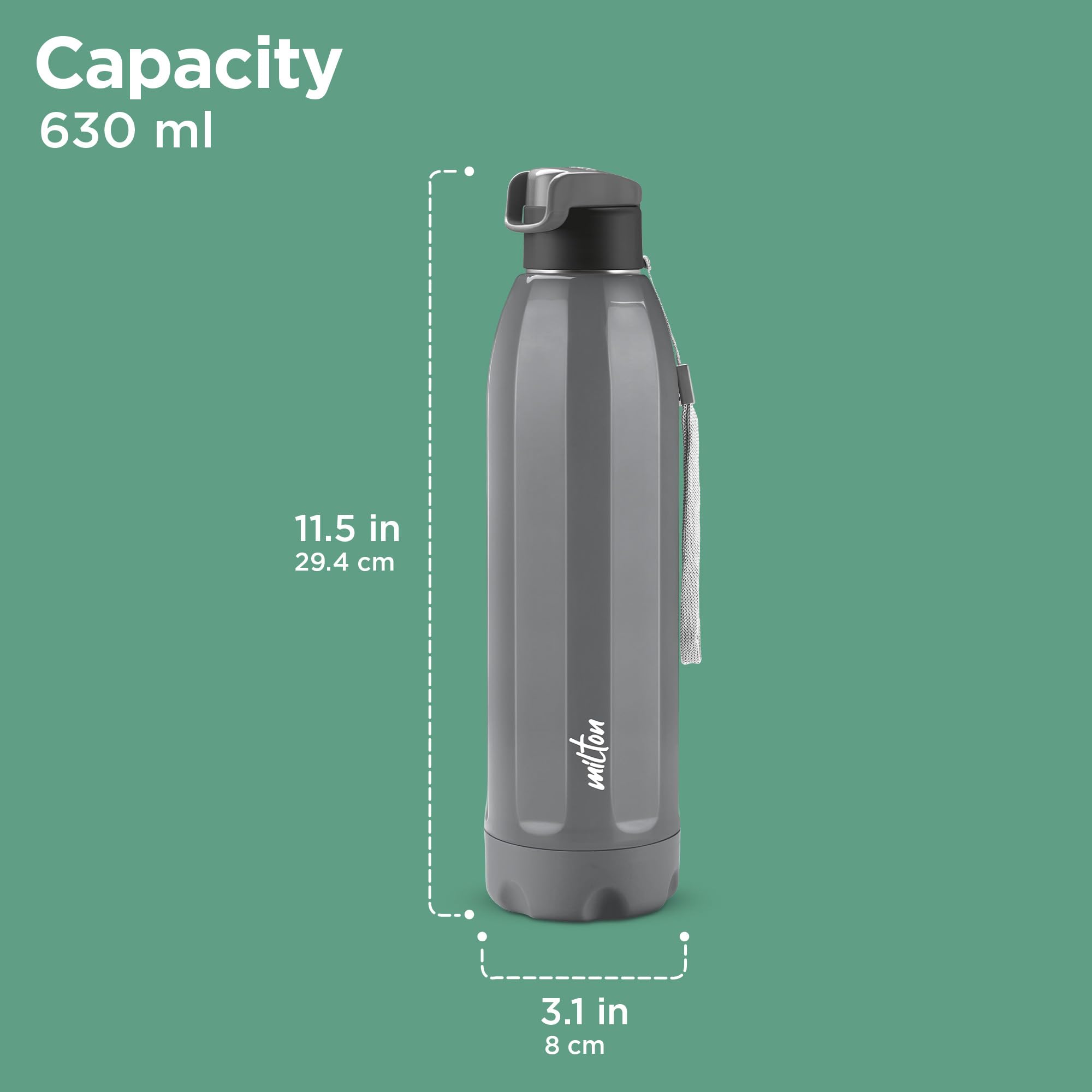Milton Steel Thermoware Bottle - 630ml Grey -7