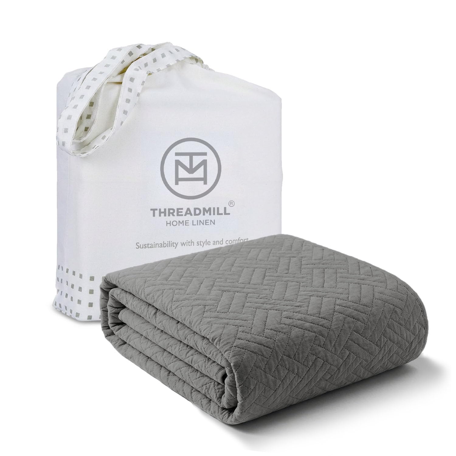 Threadmill Luxury Cotton Blankets for Queen Size Bed | All-Season 100% Cotton Queen Size Blanket | Criss Cross Jacquard Cozy Lightweight, Soft