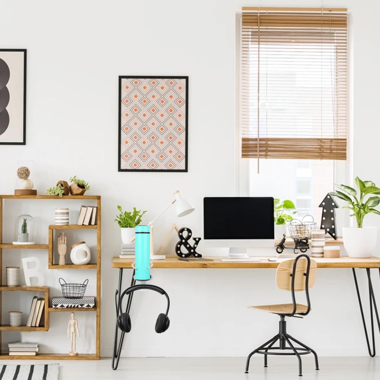 BESTonZON Ganchos para Auriculares y Soporte De Taza Bajo Escritorio Soporte Ajustable para Auriculares De Pc Organizador Multifuncional para Hogar y Oficina