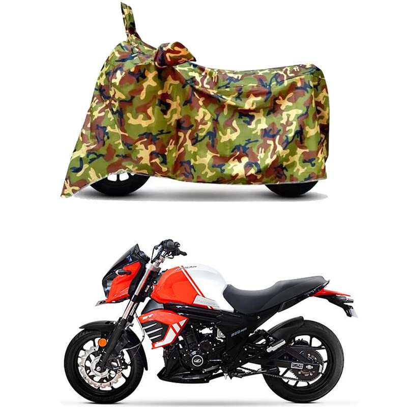 Image of Waterproof 100% PVC Coated Bike Scooty Two Wheeler Body Cover Compatible for Mahindra Mojo 300 ABS BS6 /UV-Rays /Heat Protection /Birds Dropping /Scratchproof /Dust Proof /All [6X6 Jungle Print]