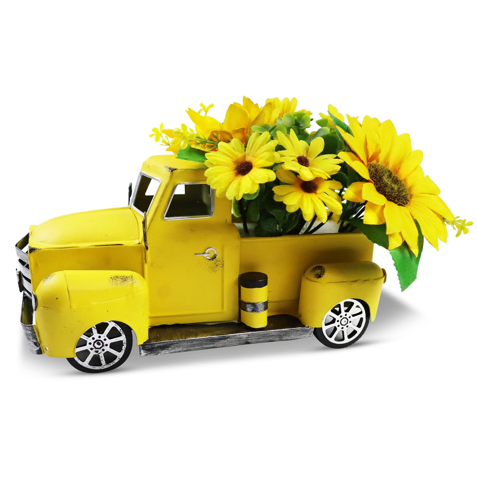 Amazon.com: Fleecy day Metal Truck Decor with Artificial Flower