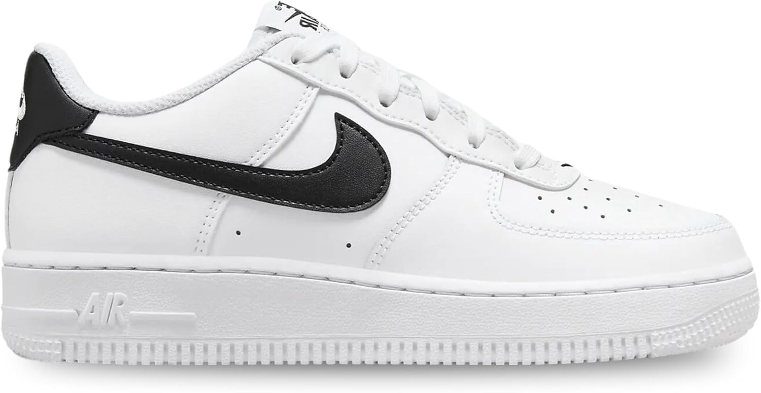Nike Air Force 1 Big Kids' Shoes (FV5948-101, White/Black) Size 6