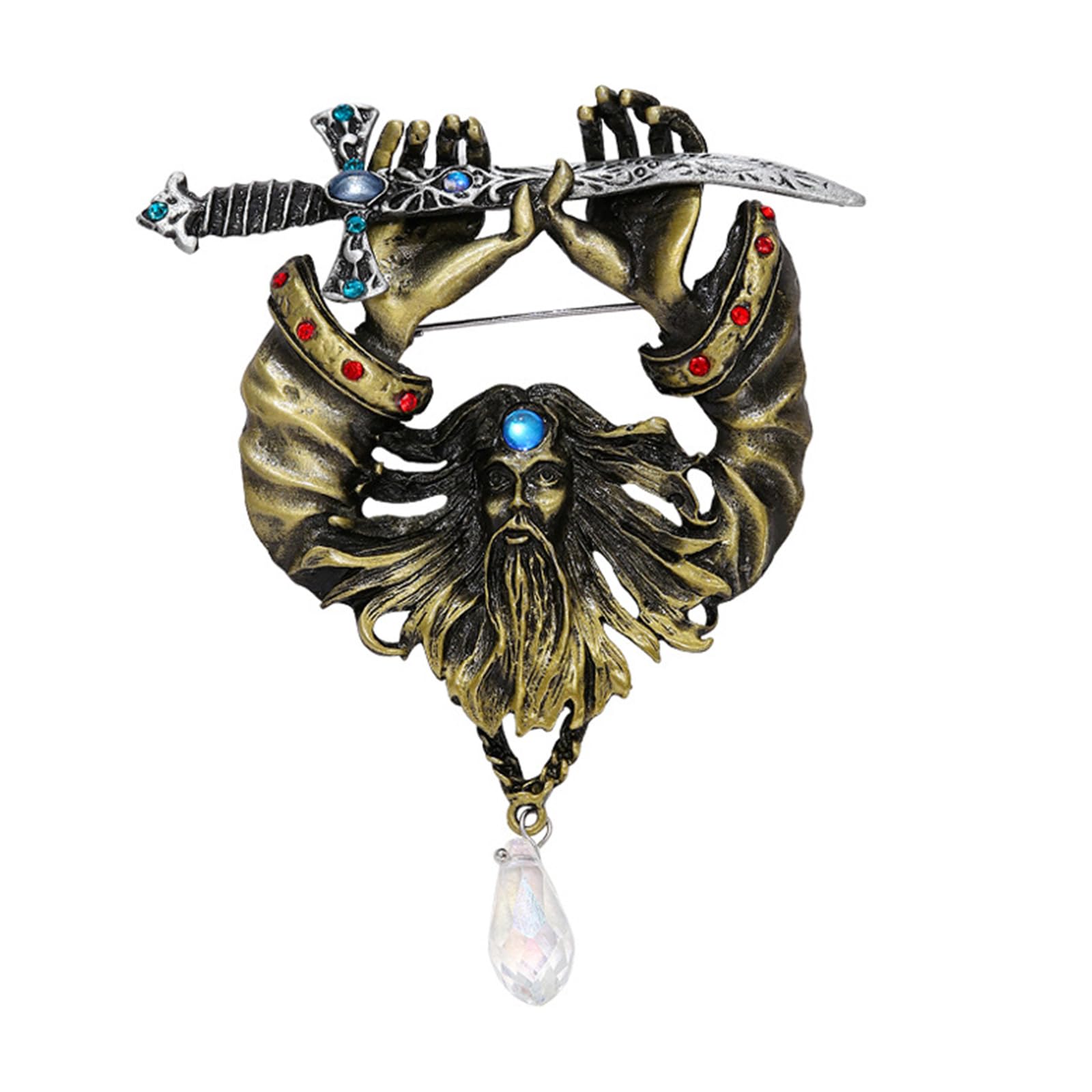 Oxxggkao Unisex Gold Antique Holding Swords Pirate Brooch Pin Vintage Rhinestones Brooches Lapel Pins Men's Suits Shirt Pin For Hat Scarf Vintage Brooch Pins For Women