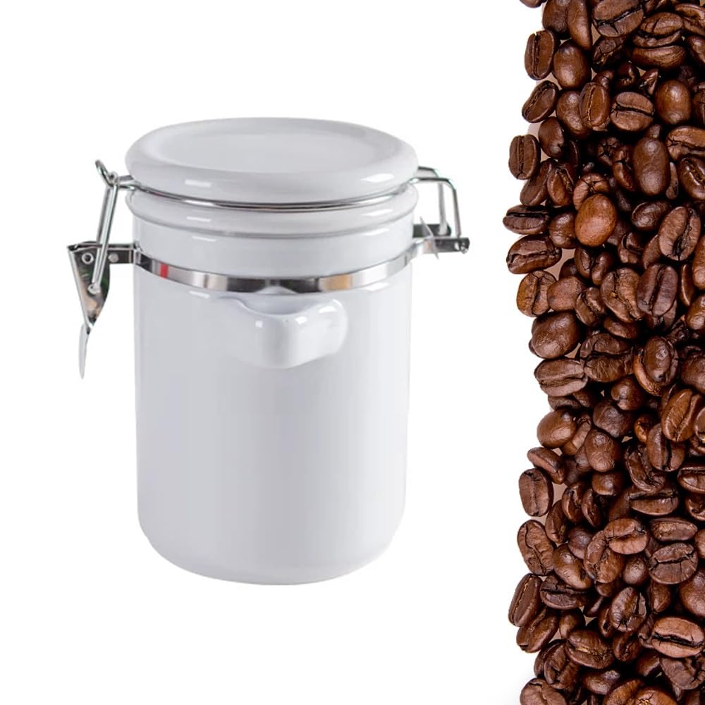 Keramik Vorratsdose Mit Deckel Luftdicht Behälter Mit Versiegeltem 650ml 1000ml Küche Behälter Für Tee, Zucker, Kaffee, Bohnen, Nüsse, Gewürze(White,1000ml)