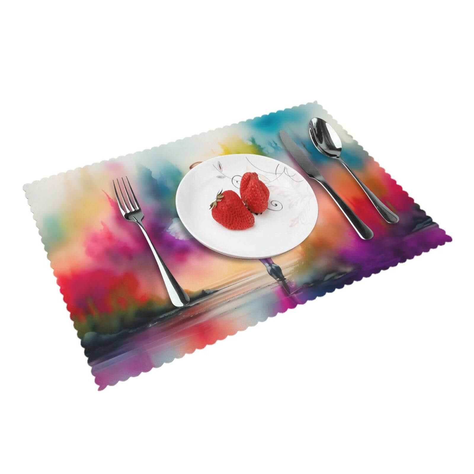 Colorful Ballerina Ballet Dance (2)(1) Placemats Set of 4 Print Table Mats Place Mats Table Decor for Kitchen Dining 12X18 in