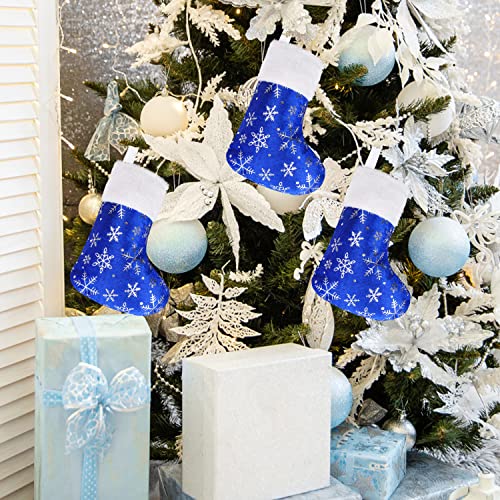 Ccinee Christmas Mini Stockings, 12Pcs 9 Inches Glitter Silver Snowflake Blue Print With Plush Cuff Classic Stocking Decorations For Xmas Festive Gifts Home Fireplace Decor… #TOP5