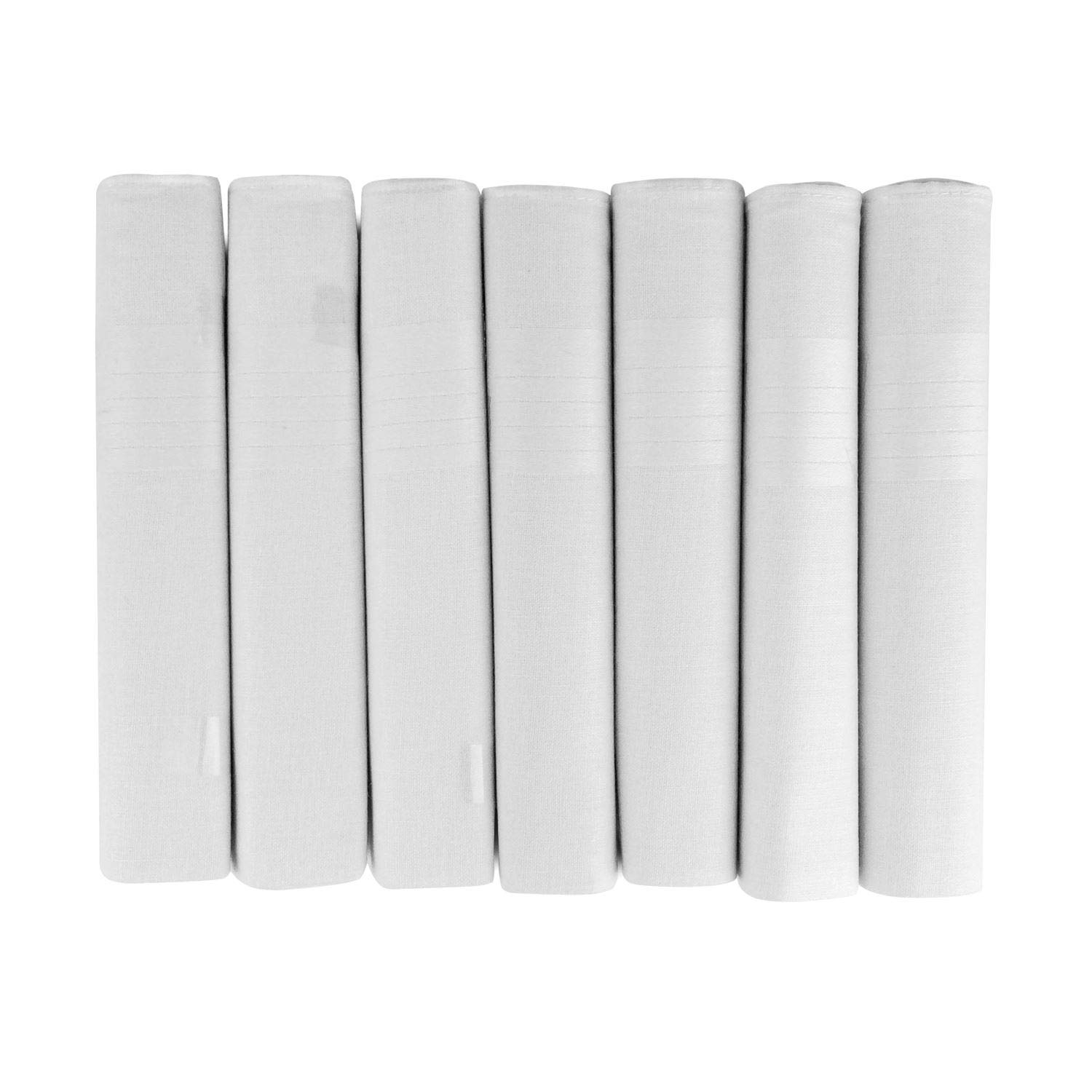 Mens Handkerchiefs 100% Cotton Boxed Hankies Hankys Mens Quality Gift 6/7 Pack (7, White)