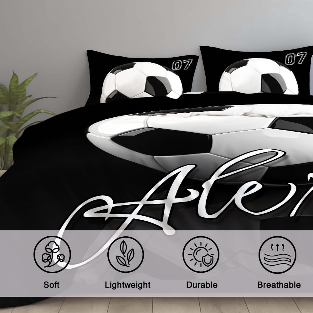 Customize Football Bedding Set - Full Comforter, Twin Size, Boys' Soccer Team Gift, Multi-sizes