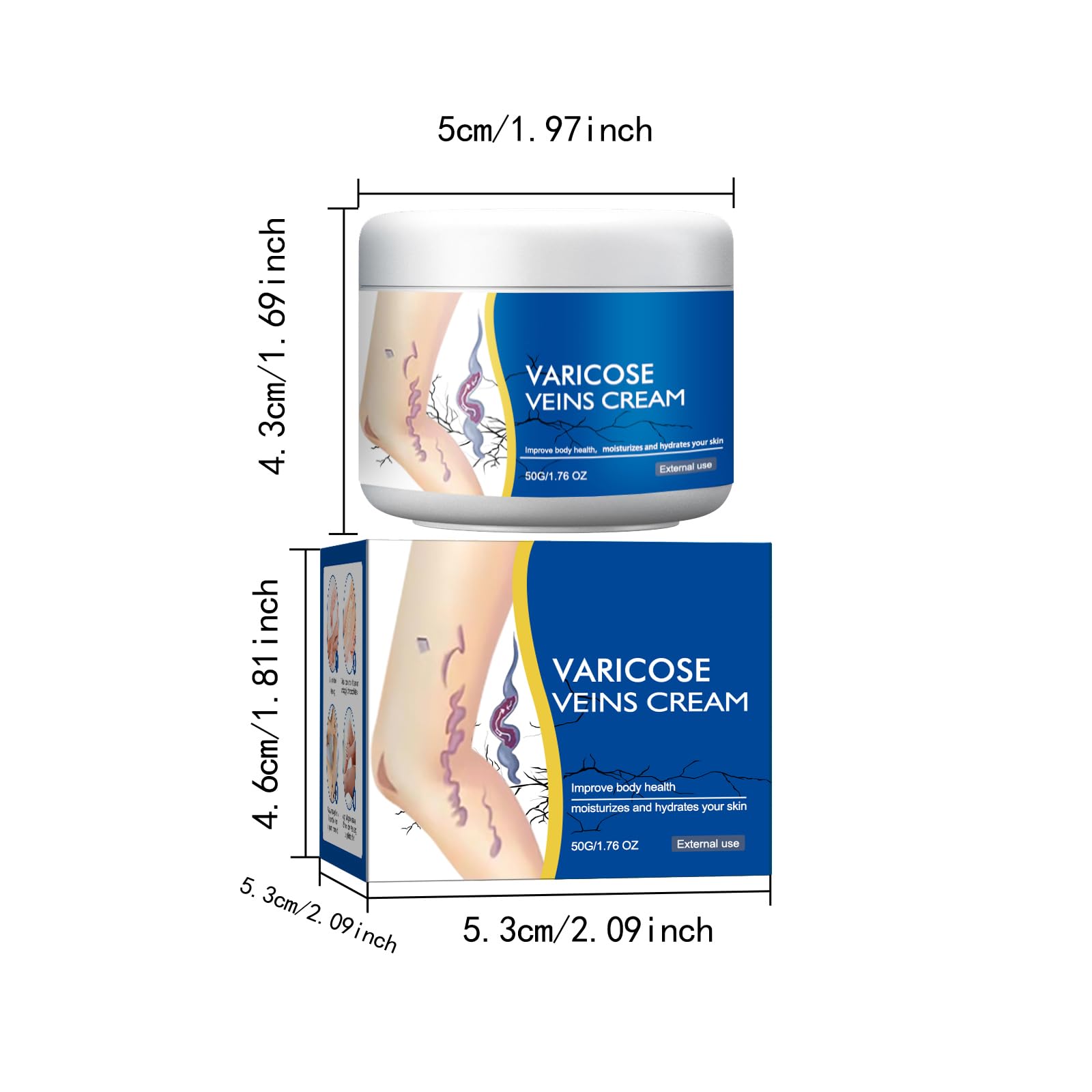 Varicose Veins Cream, Beinpflegebalsam – Creme Gegen Besenreiser, Krampfadern und Besenreiser Entfernen, Natürliche Beinpflege, Verbessert Durchblutung, Pflegt und Beruhigt Müde Beine