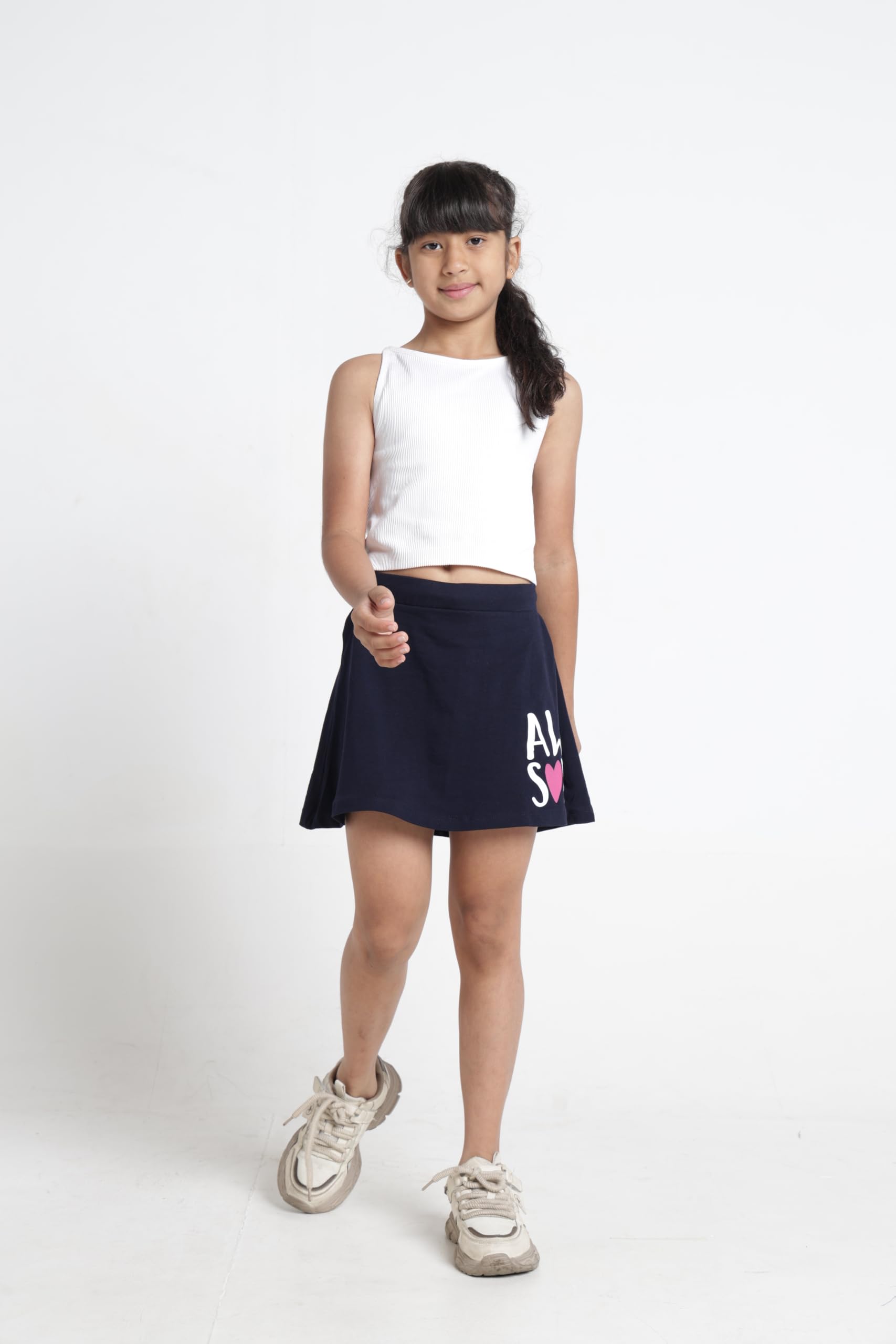 T2F Falda patinadora sobre la rodilla para niña con pantalones cortos interiores Tejido suave 100% algodón transpirable Talla súper suave para la máxima comodidad y seguridad