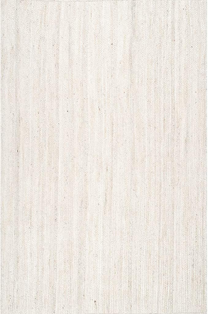 Jute Handwoven/Hand Made Rectangular White Natural Jute Rugs (9 x12 ft) Home & Kitchen