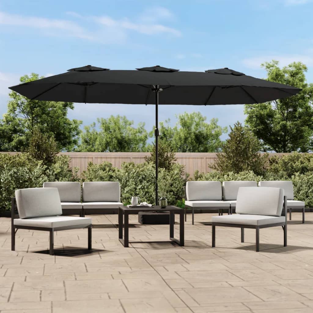 Homgoday Sombrilla Doble Negro 449x245 cm Sombrilla de Jardín, Protección UV Sombrilla Jardín Grande Orientable Jardín Parasol Balcón