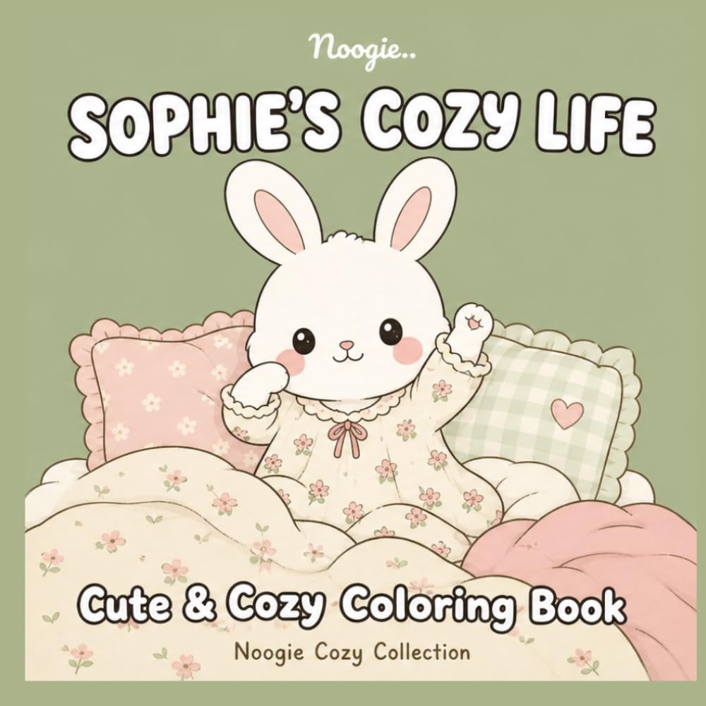 Sophie's Cozy Life: Cute & Cozy Coloring Book: 40 Adorable Kawaii Bunny Scenes, Coloring book for adults and teens Bold and Easy Cottagecore Illustrations for Relaxation and Stress Relief