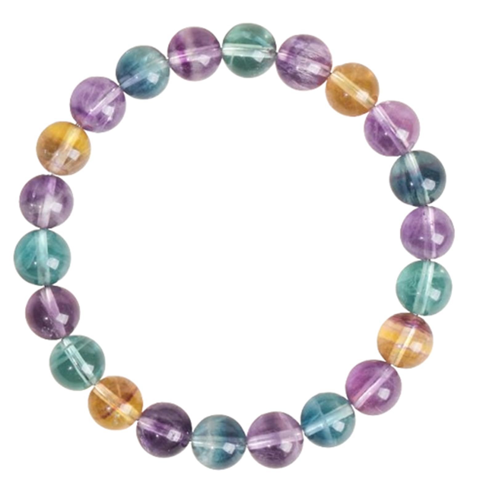 Braccialetto in Fluorite Arcobaleno Fatto a Mano per Donna, Braccialetti Chakra curativi Naturali, promuove Protezione, Coraggio, concentrazione, Equilibrio e Fortuna