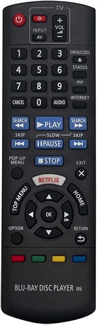 ALLIMITY N2QAYB001029 Remote Control Replace for Panasonic Blu Ray Disc Player DMP-BD83 DMP-BD84 DMP-BD843 DMP-BDT165 DMP-BDT166 DMP-BDT167 DMP-BDT168 DMP-BD83 DMP-BD833 DMP-BDT167EG DMP-BD833EGK