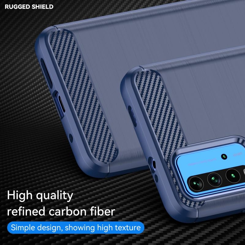 Image of Hybrid Carbon Fiber Back Case for Mi Redmi 9 Power (Blue)